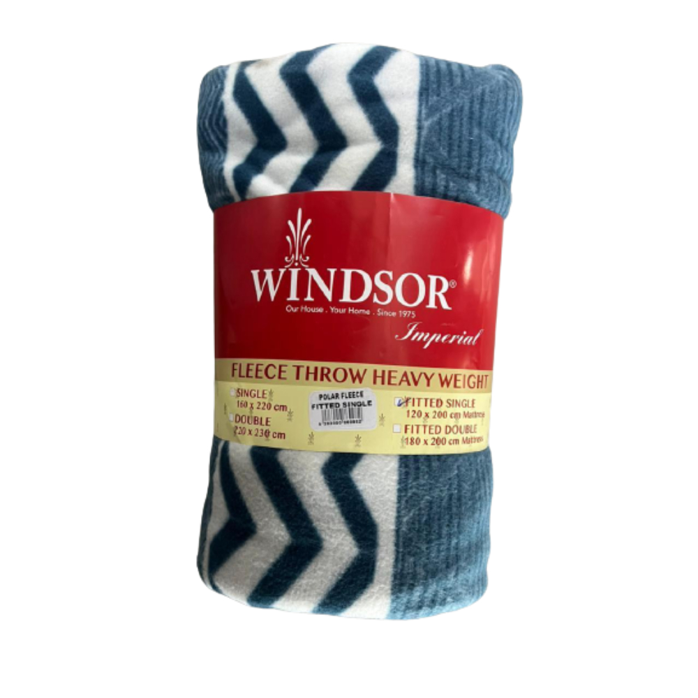 Windsor, Promo Polar Fleece Fitted Sheet Single (Blue & White), PRM-9982BLW