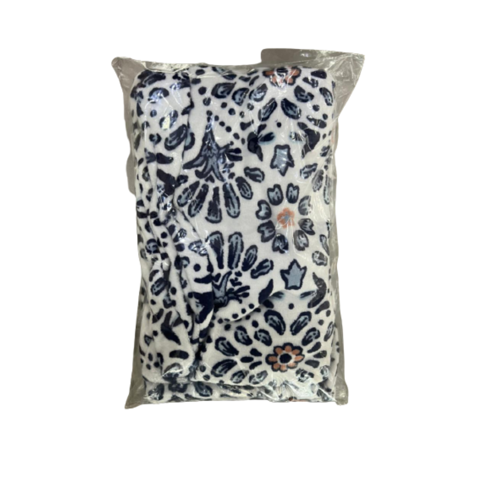 Windsor, Pillow Case Polar Fleece Printed (White & Blue), WIN-5778WBL