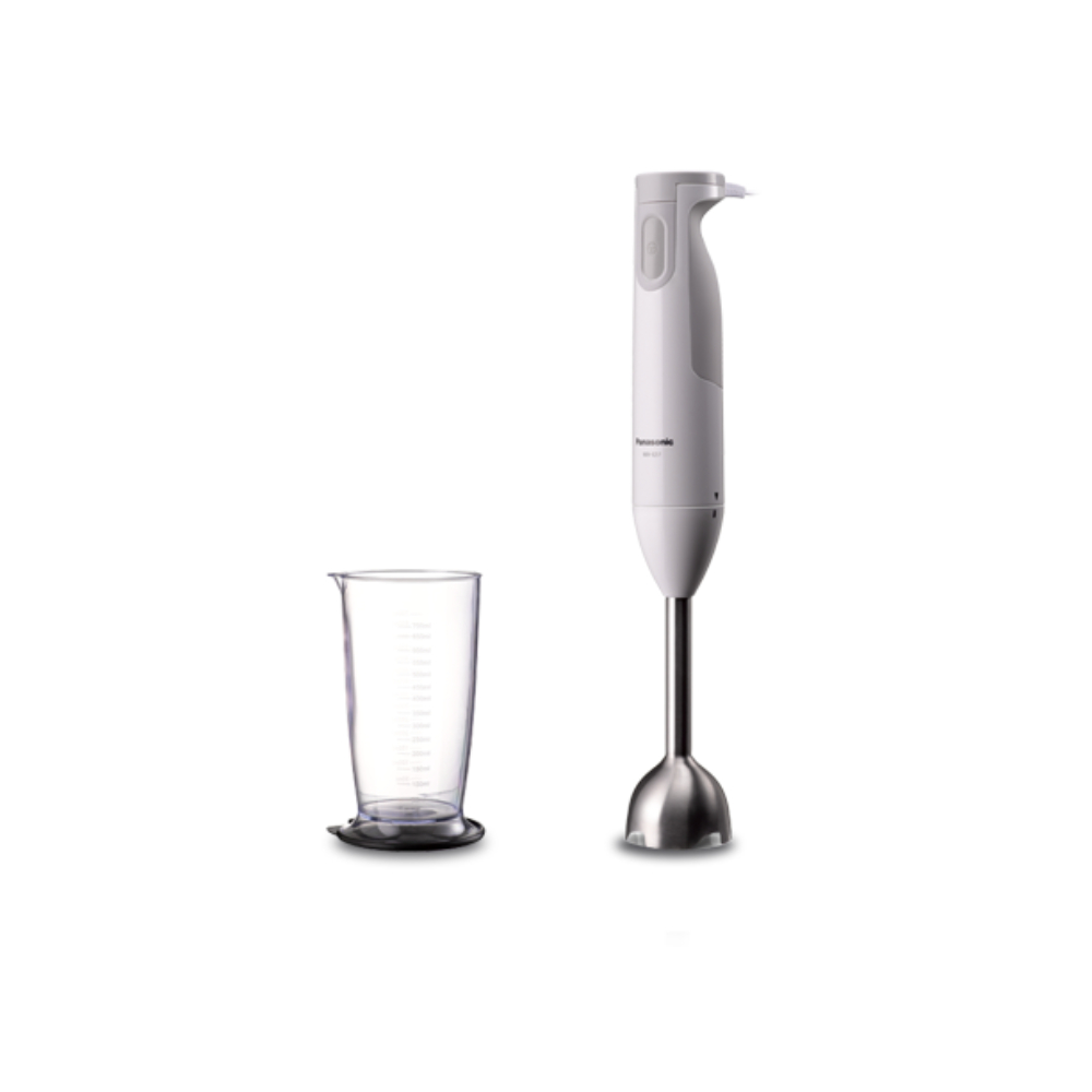Panasonic Hand Blender, 600W, Stainless Straight Blade, Beaker And Wall Rack Attachment, 1 Speed Control, White, MXGS1WTN