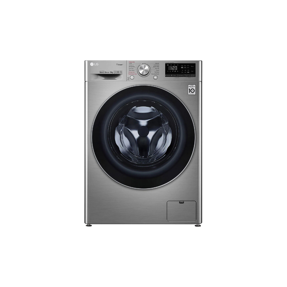 LG Washer Machine 9Kg 1400Rpm 6 Motion, Dd Steam Silver, WJ6142SS