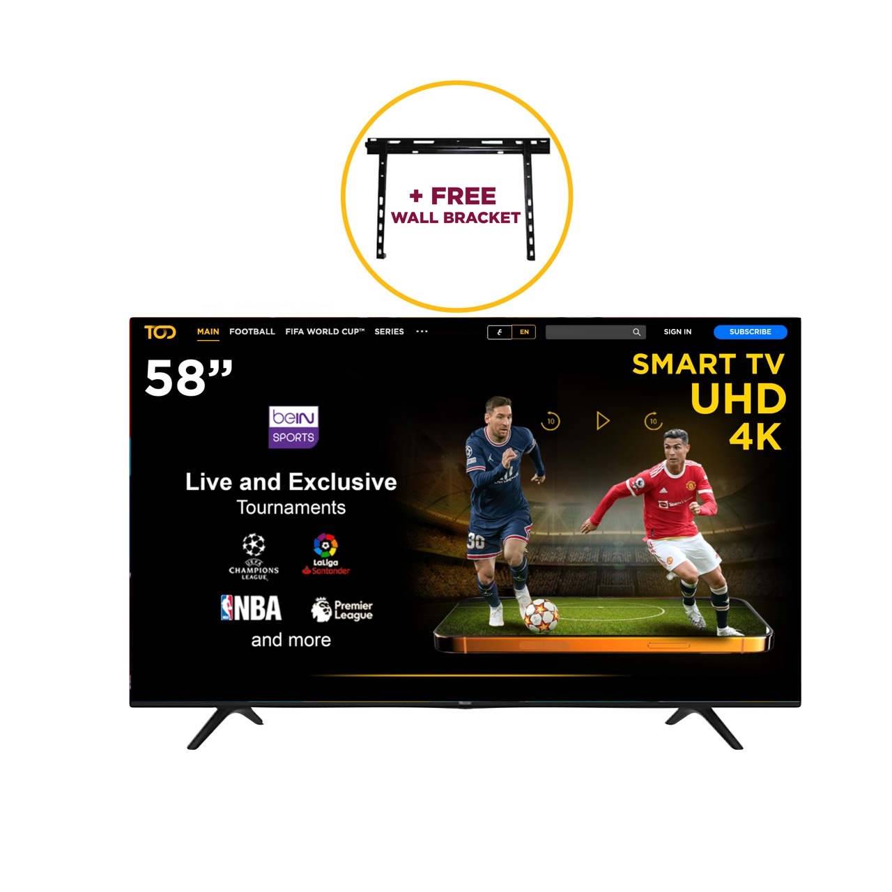 Hisense TV 58-Inch, 4K, Smart, 2USB, 2HDMI, 58A62GS