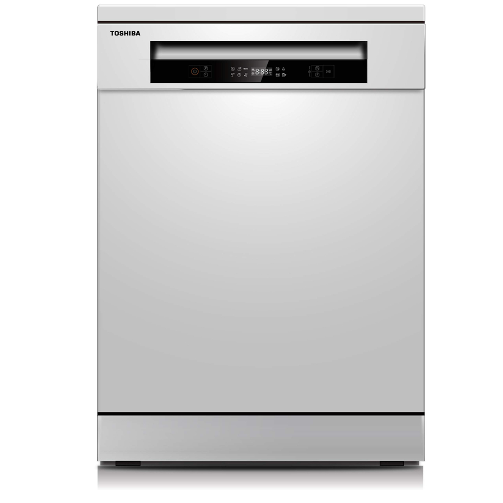 Toshiba Dishwasher 14 Place, Free Standing, With Dual Wash Zone 6 Programs, A++ White, DW-14F1(W)