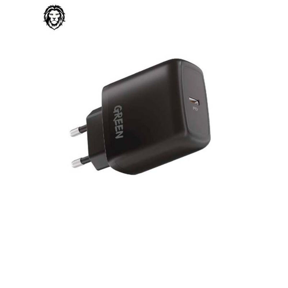 Green Lion Compact Wall Charger 20W (Charger Type-C To Type-C), GN20EUCCBK