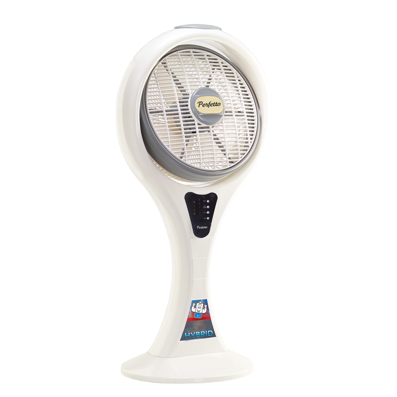Perfetto Hybrid Fan 16-Inch Rechargeable AC/DC 12V, Timer, 3 Speeds, Movable Base, PRF2216