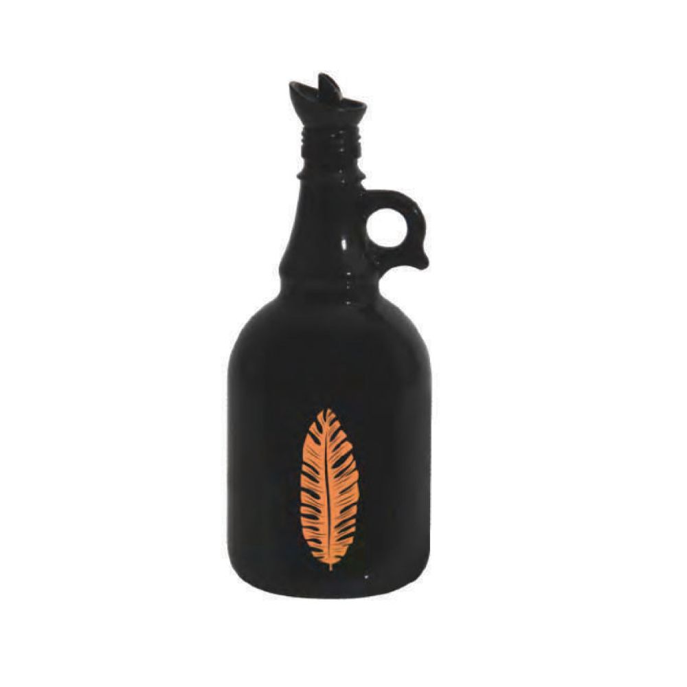 Herevin Oil Bottle Decorated Leaf Orange Oil Bottle 1LT, 151041-139ORANGE