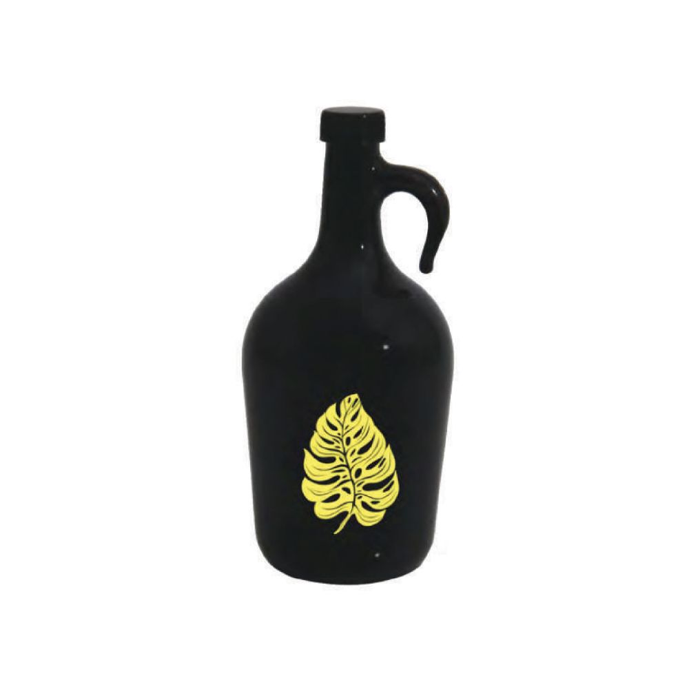 Herevin Oil Bottle Decorated Leaf Yellow Oil Bottle 1.5LT, 151042-139YELLOW