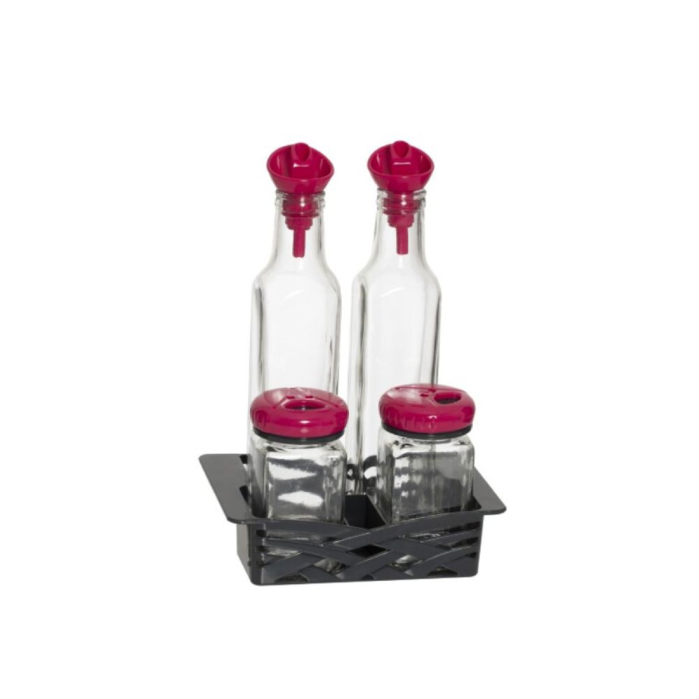 Herevin Oil-inegar Set 2x250CC With Salt Shaker 2x160CC Pink, 152090-560P