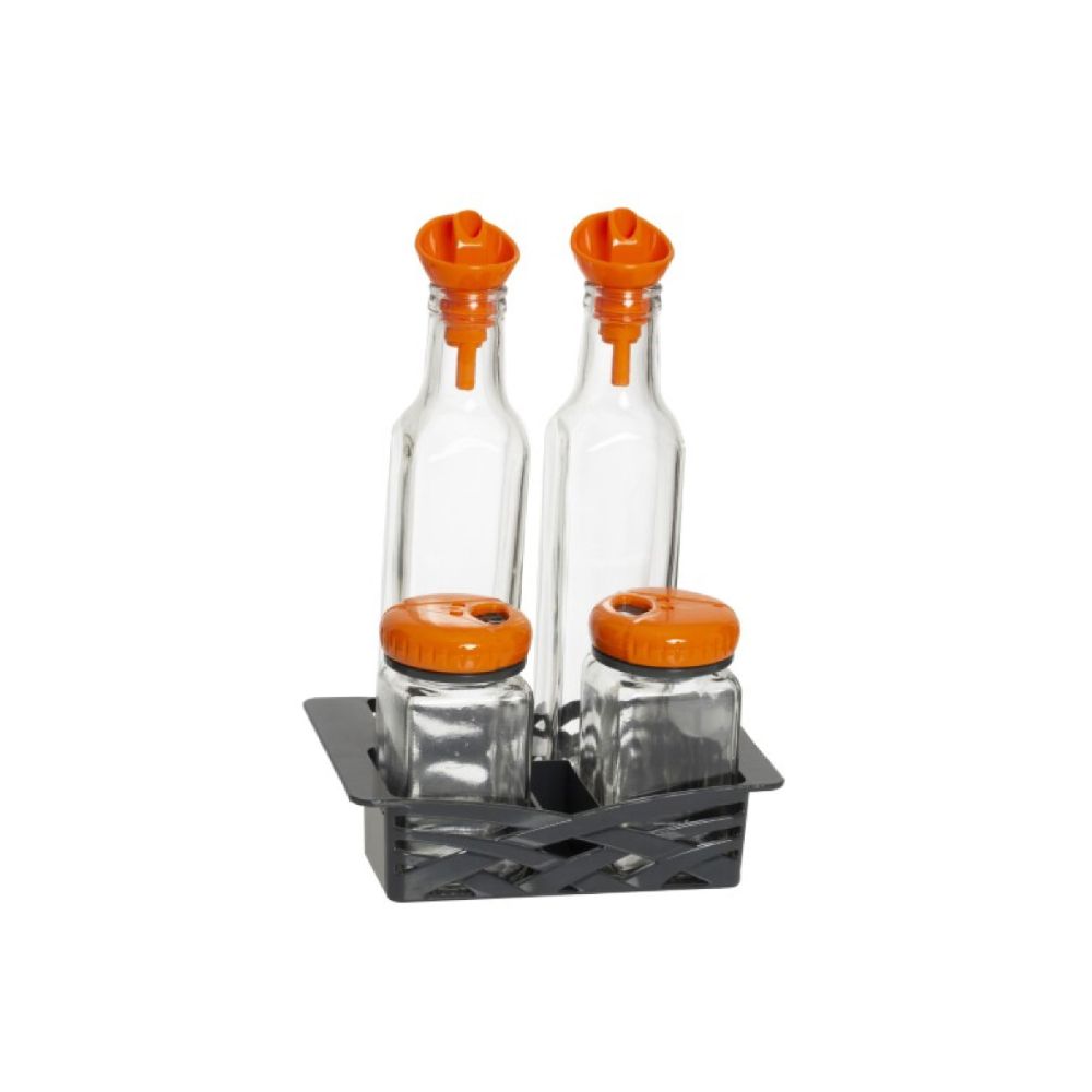 Herevin Oil-inegar Set 2x250CC With Salt Shaker 2x160CC Orange, 152090-560O
