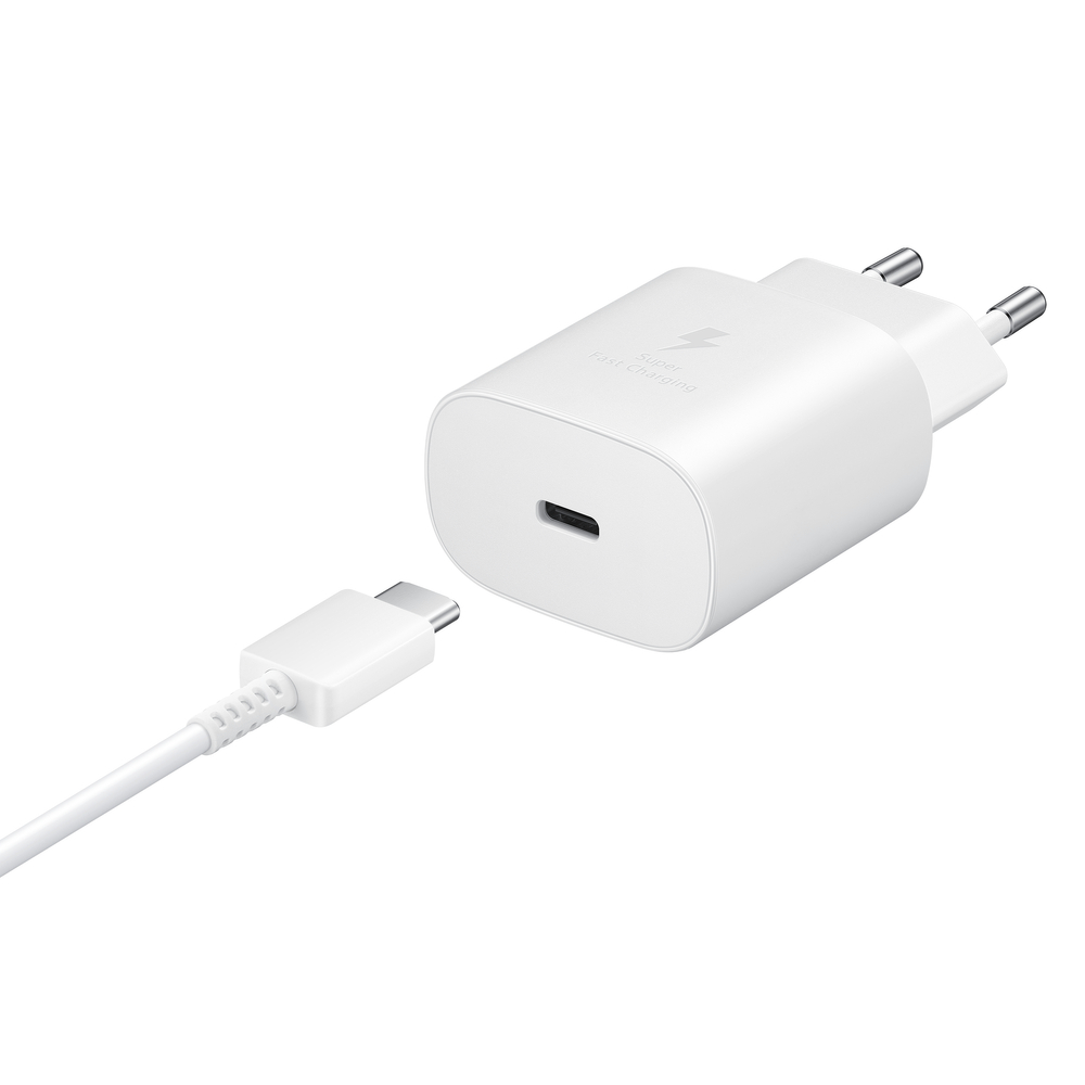 Samsung Charger Travel Adapter 25W Pd Adapter,USB-C To USB-C Cable White, EP-TA800XWEGWW