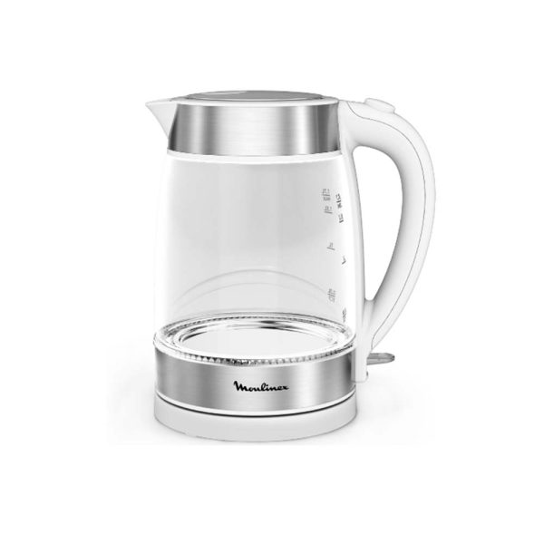 Moulinex Kettle Glass, 1.7L White & Silver, BY600130