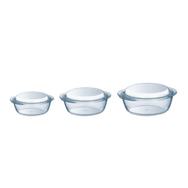 Pyrex Set Of 3 Glass Casseroles, 912S637